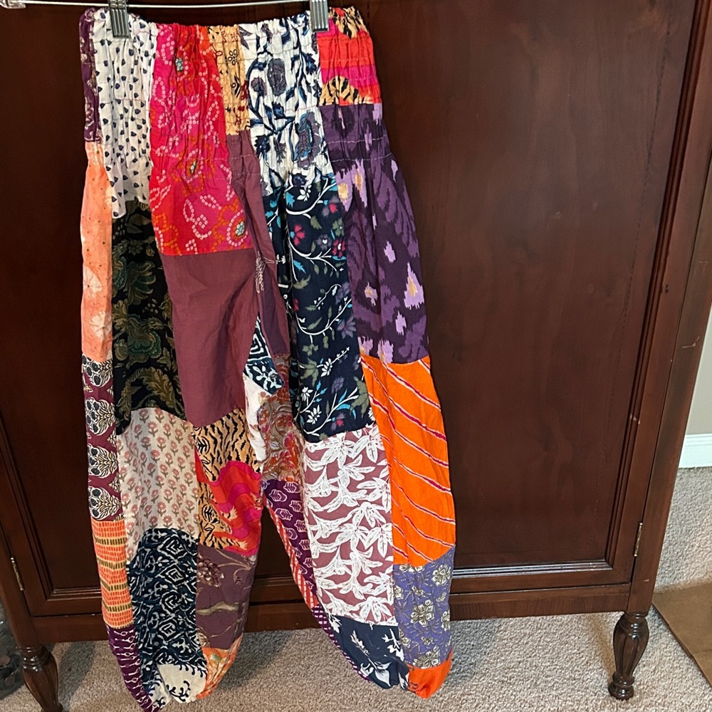 Patchwork Boho Elastic Waist Multicolor Harem Pants